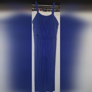 GRAVER Susan Graver Regular Pleated Knit Jumpsuit Women's Size LP  Cobal…